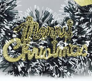 Decoratiune coronita artificiala, mesaj Merry Christmas, 24 cm, varfuri albe