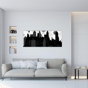 Tablou - Oraș cu inscripții și modele (120x50 cm)