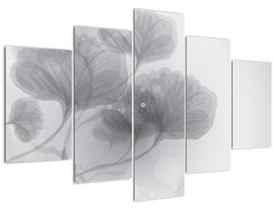 Tablou - Flori în nuanțe gri (150x105 cm)