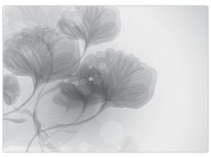 Tablou pe sticlă - Flori în nuanțe gri (70x50 cm)