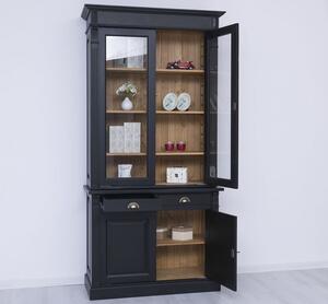 Dulap cu 2 usi, 2 sertare BAS + 2 usi sticla SUP, Colectia Directoire cu finisaj 2 straturi de culori antichizat
