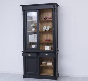 Dulap cu 2 usi, 2 sertare BAS + 2 usi sticla SUP, Colectia Directoire cu finisaj 2 straturi de culori antichizat