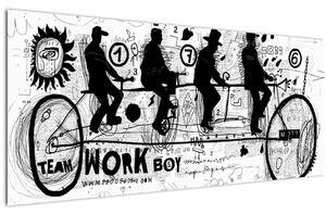 Tablou - Munca în echipă, ciclism (120x50 cm)