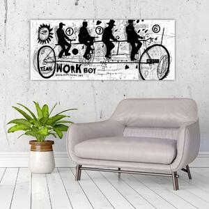 Tablou - Munca în echipă, ciclism (120x50 cm)