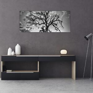 Tablou - Copacul, alb-negru (120x50 cm)