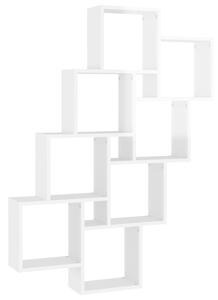 Raft de perete cub, alb extralucios, 90x15x119 cm PAL