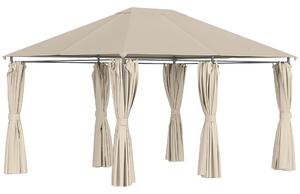 Outsunny Foisor de Gradina cu Prelata in Poliester 6 Pereti Detasabili 12 Paleti Schelet in Metal Bej 400 x 300 x 264 cm | Aosom Romania