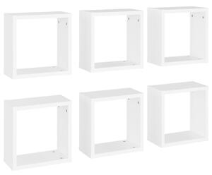 Rafturi de perete cub, 6 buc., alb, 30x15x30 cm
