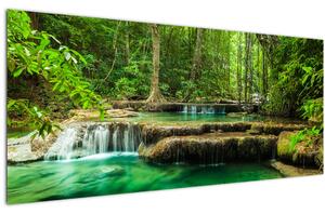 Tablou - Cascada Erawan din Kanchanaburi, Thailanda (120x50 cm)