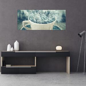 Tablou - Lumea de iarnă într-o căniță (120x50 cm)