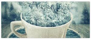 Tablou - Lumea de iarnă într-o căniță (120x50 cm)