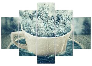 Tablou - Lumea de iarnă într-o căniță (150x105 cm)
