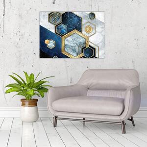 Tablou - Hexagoane de marmură (70x50 cm)