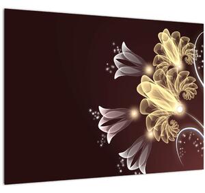 Tablou pe sticlă - Flori strălucitoare (70x50 cm)