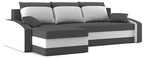 HEWLET canapea colțar extensibil, latură universală, țesătură normală, umplere spumă, culoare - gri / alb