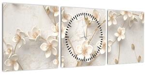Tablou - floare aurie - abstractă (cu ceas) (90x30 cm)
