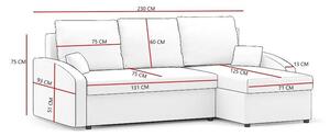 HEWLET canapea colțar extensibil, latură universală, țesătură normală, umplere spumă, culoare - negru / roșu
