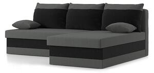 DELI canapea colțar extensibil, țesătură normală, umplere spumă, dreapta, culoare - gri / negru