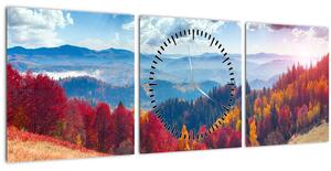 Tablou cu peisaj de toamnă pitoresc (cu ceas) (90x30 cm)