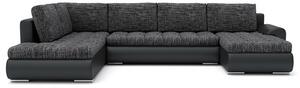 TOKIO II canapea colțar extensibil, formă U, stânga, culoare - cenușiu / negru