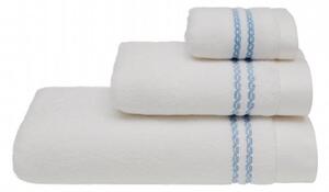 Set cadou de prosoape mici CHAINE, 3 buc Alb-broderie albastru / Blue embroidery