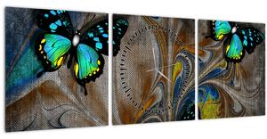 Tablou - Fluturi strălucitori în imagine (cu ceas) (90x30 cm)
