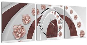 Tablou - Arcade 3D cu flori (cu ceas) (90x30 cm)