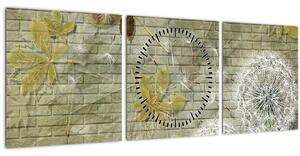 Tablou - Păpădii suflate de vânt (cu ceas) (90x30 cm)
