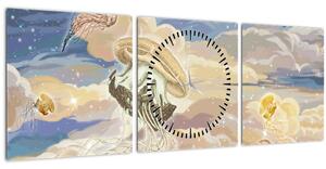 Tablou - Meduză Cerească (cu ceas) (90x30 cm)