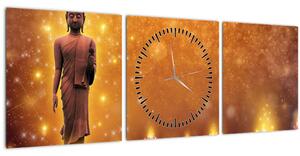 Tablou - Buddha în sclipici auriu (cu ceas) (90x30 cm)