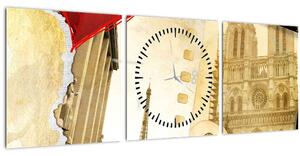 Tablou - Amintiri din Paris (cu ceas) (90x30 cm)