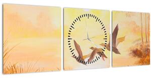 Tablou - Macarale la apus de soare (cu ceas) (90x30 cm)