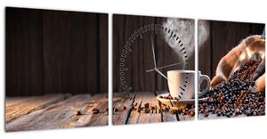 Tablou - Timp pentru cafea (cu ceas) (90x30 cm)