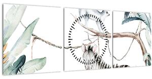 Tablou - Animale exotice (cu ceas) (90x30 cm)