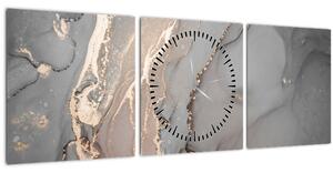 Tablou - Marmură gri-auriu (cu ceas) (90x30 cm)