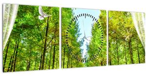 Tablou - Privire spre pădure (cu ceas) (90x30 cm)