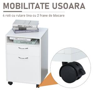 Comodă Mobilă pentru Birou HOMCOM, cu Roți, Design Compact, 40x35x60cm, Alb | Aosom Romania