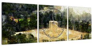 Tablou - Templul lui Zeus, Atena, Grecia (cu ceas) (90x30 cm)