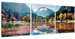 Tablou - Lacul Jasna, Gozd Martuljek, Alpii Iulieni, Slovenia (cu ceas) (90x30 cm)