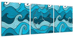 Tablou - Marea, abstracție (cu ceas) (90x30 cm)
