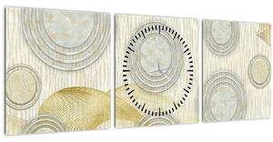 Tablou - Abstract, cercuri de marmură (cu ceas) (90x30 cm)