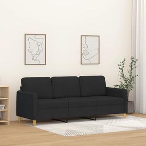 Canapea cu 3 locuri, negru, 180 cm, material textil