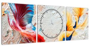 Tablou - Pești războinci (cu ceas) (90x30 cm)