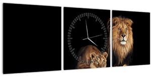 Tablou - Leu și leoaică (cu ceas) (90x30 cm)