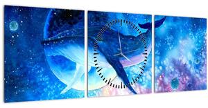 Tablou - Balena spațială (cu ceas) (90x30 cm)