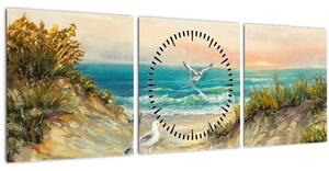 Tablou - Plaja cu nisip (cu ceas) (90x30 cm)