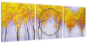 Tablou - Copaci galbeni (cu ceas) (90x30 cm)