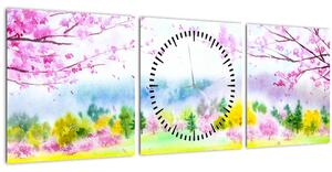 Tablou - Căprioară pictată, acuarelă (cu ceas) (90x30 cm)