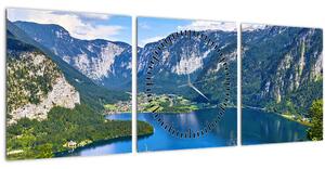 Tablou - Lacul Hallstatt, Hallstatt, Austria (cu ceas) (90x30 cm)