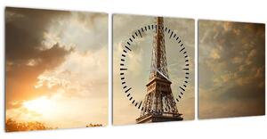 Tablou - Turnul Eiffel. Paris, Franța (cu ceas) (90x30 cm)